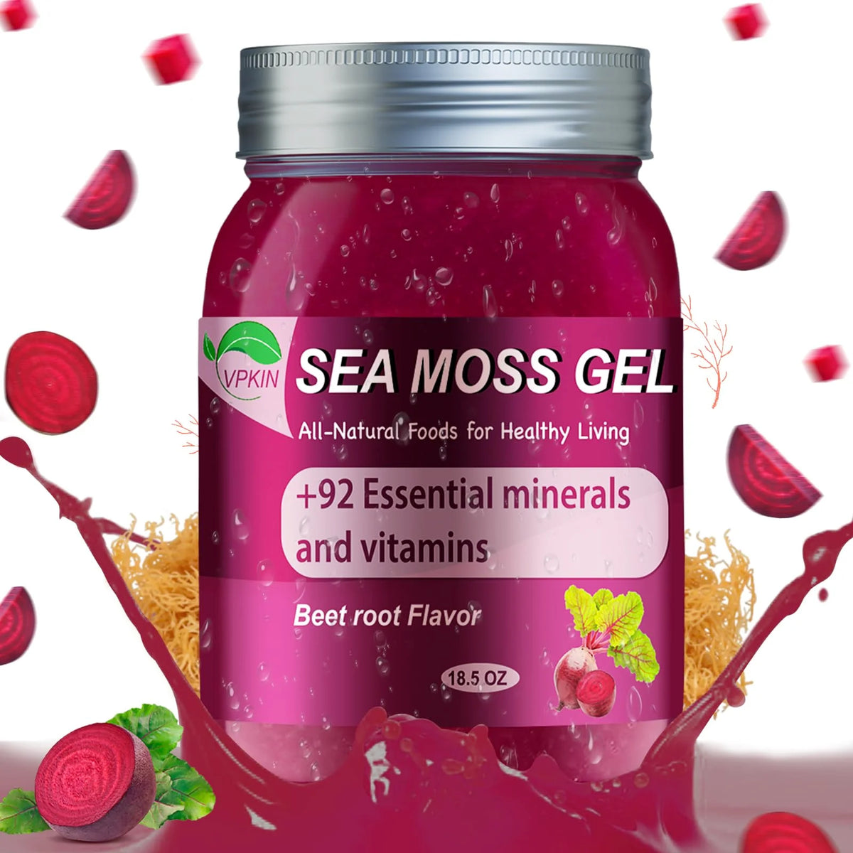 Raw Organic Sea Moss Gel with Irish SeaMoss, Immune & Digestive Support, Beet Root, 18.5 OZ P91562