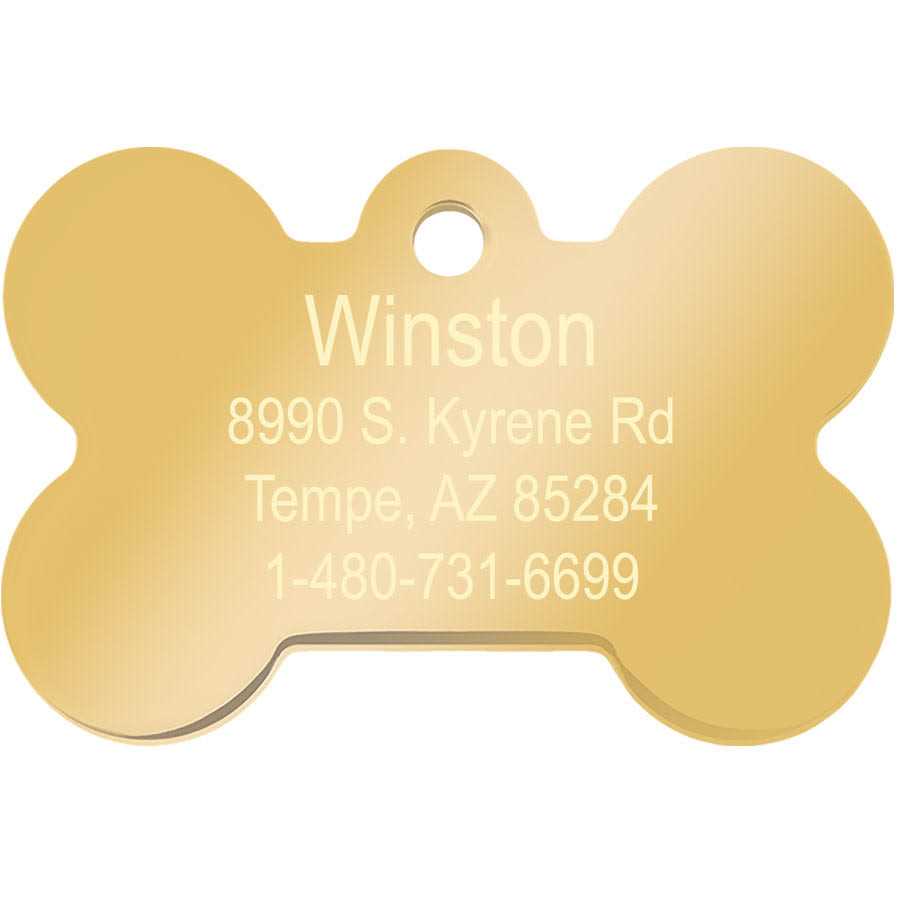 Small Bone Shape Pet ID Tag with Gold Detail K887