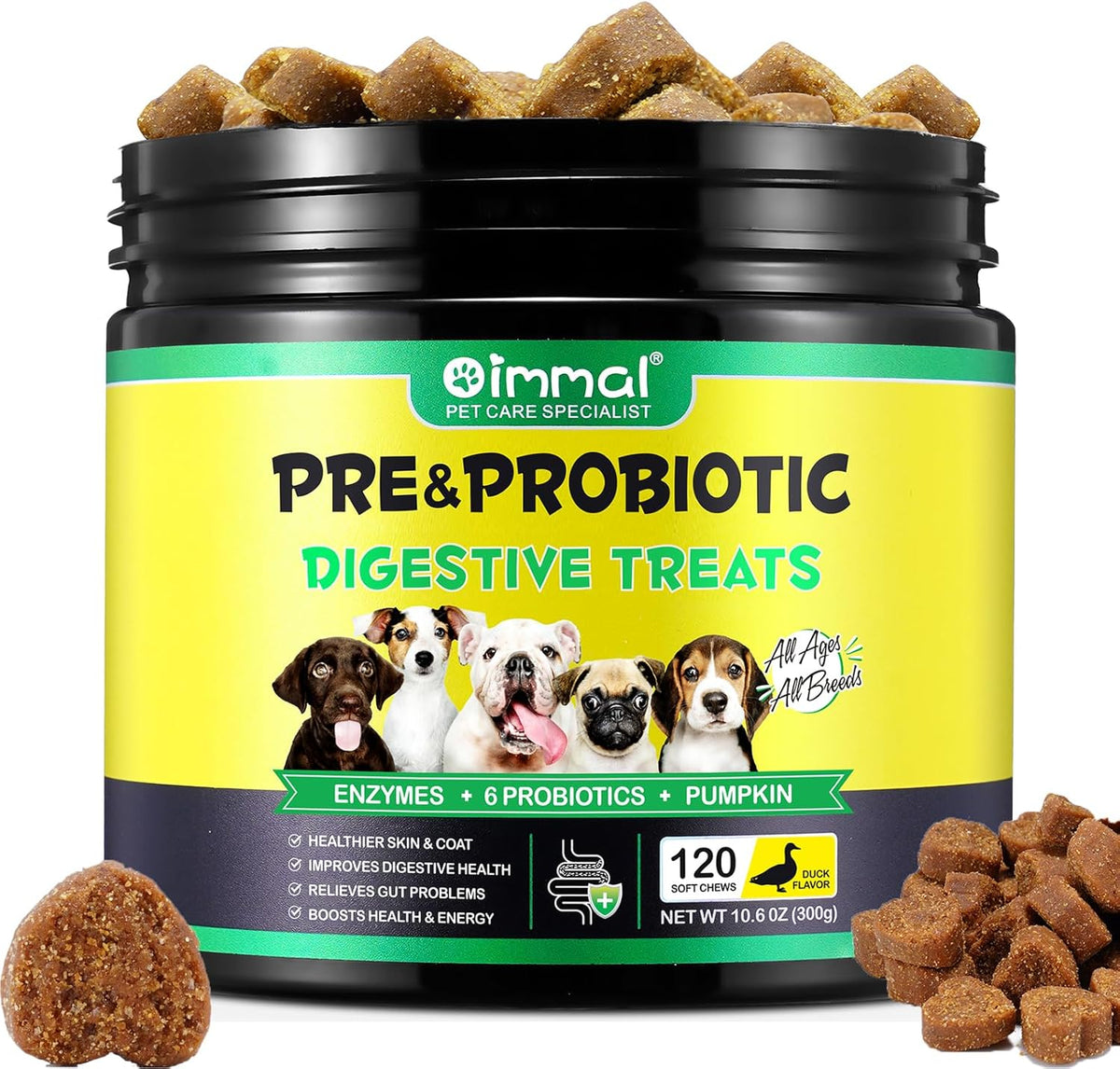 120 Soft Chews Duck Flavor Probiotics for Dogs F774366