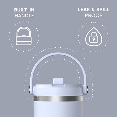 24 oz Stainless Steel Tumbler with Handle and Straw Lid F655850