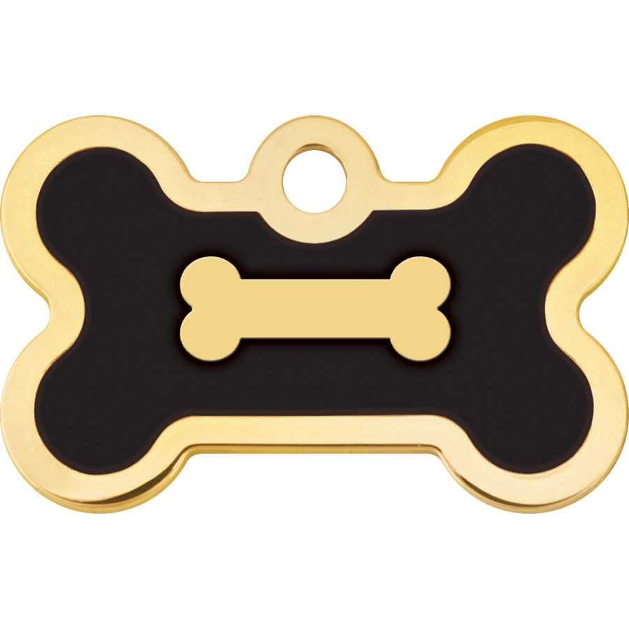 Small Bone Shape Pet ID Tag with Gold Detail K887