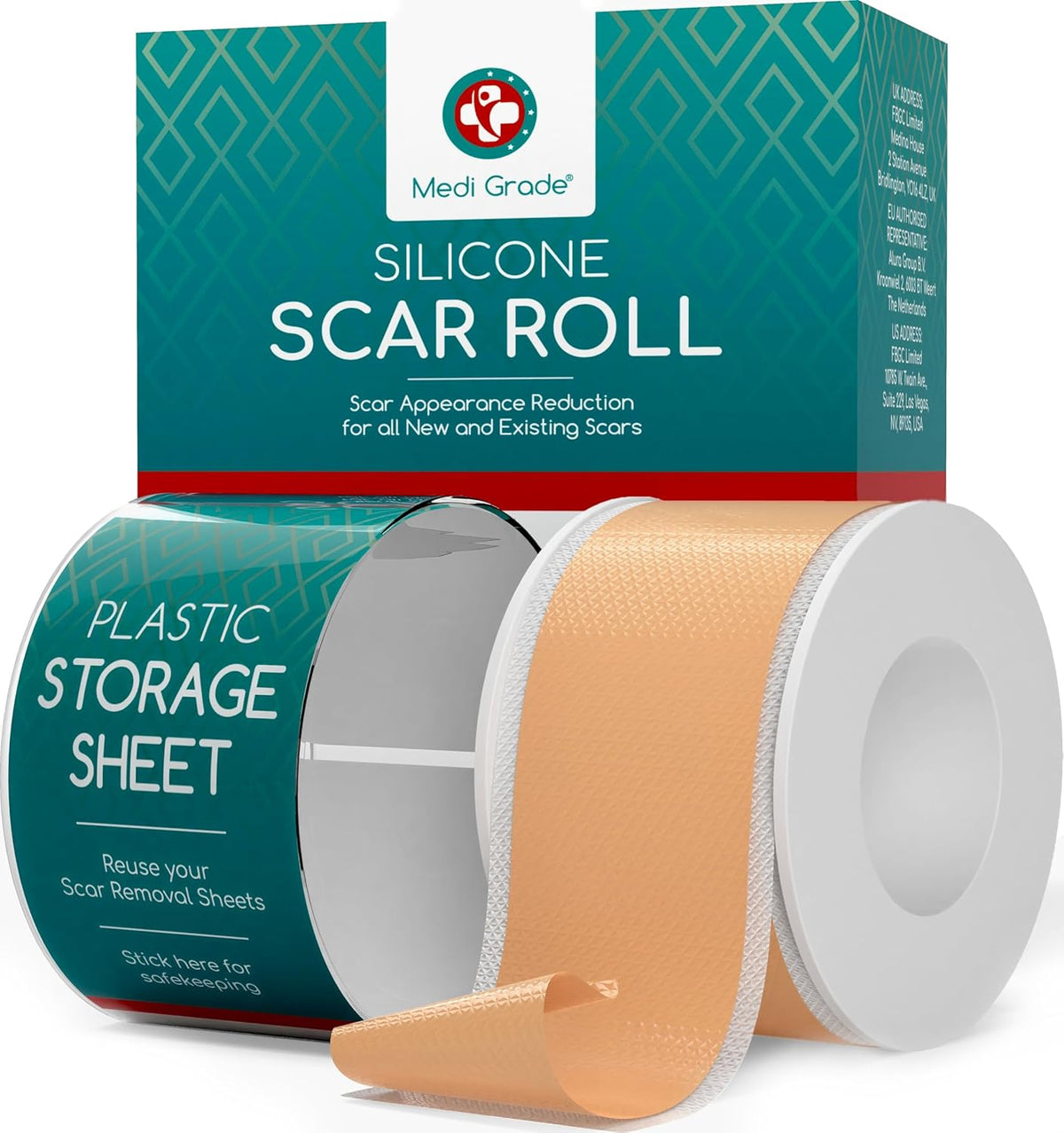 Silicone Scar Sheets, 80 Inches Long - Reusable Silicone Scar Tape - Includes Hygienic Storage Case D70791
