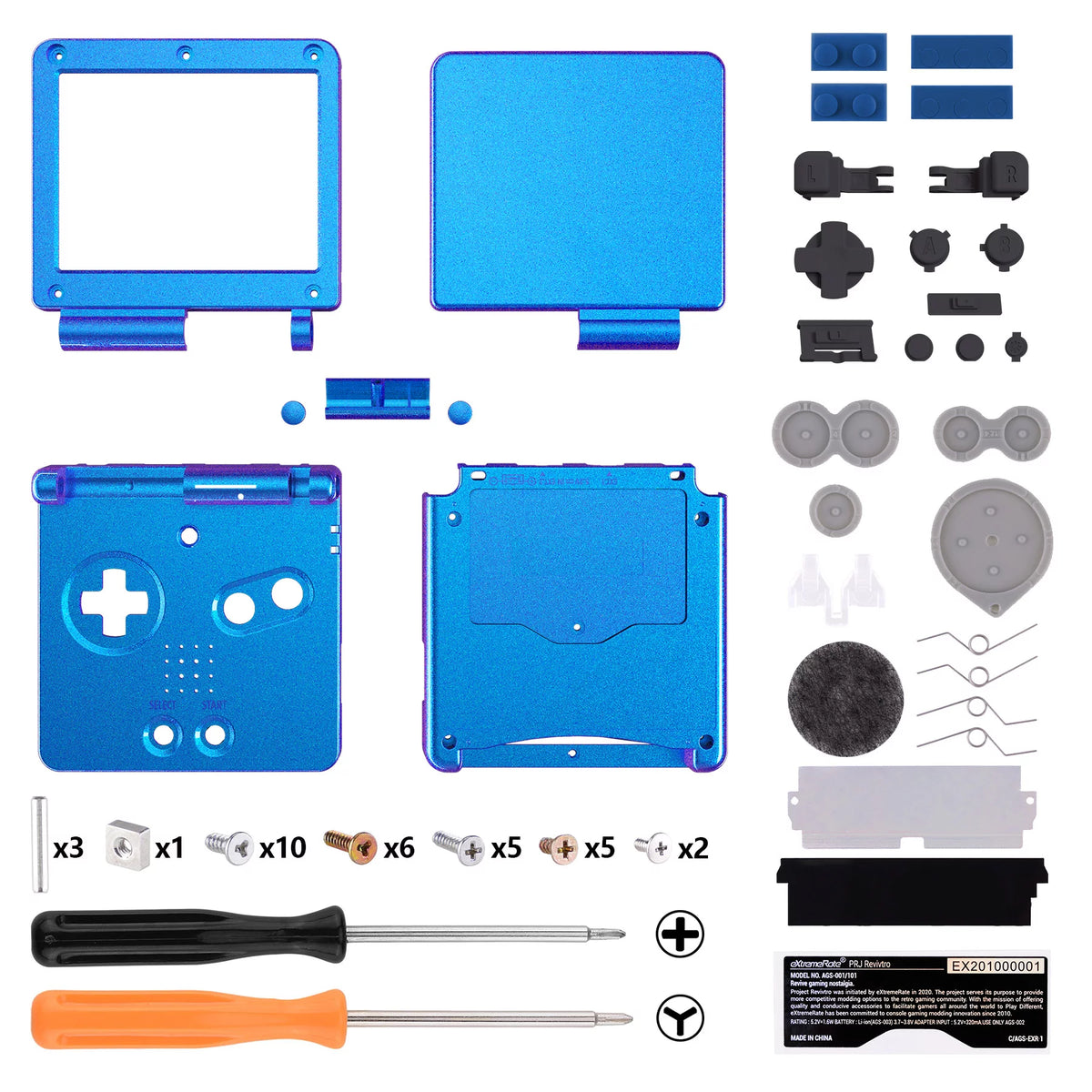 Chameleon Purple Blue Glossy Replacement Housing Shell for Gameboy Advance SP B2877