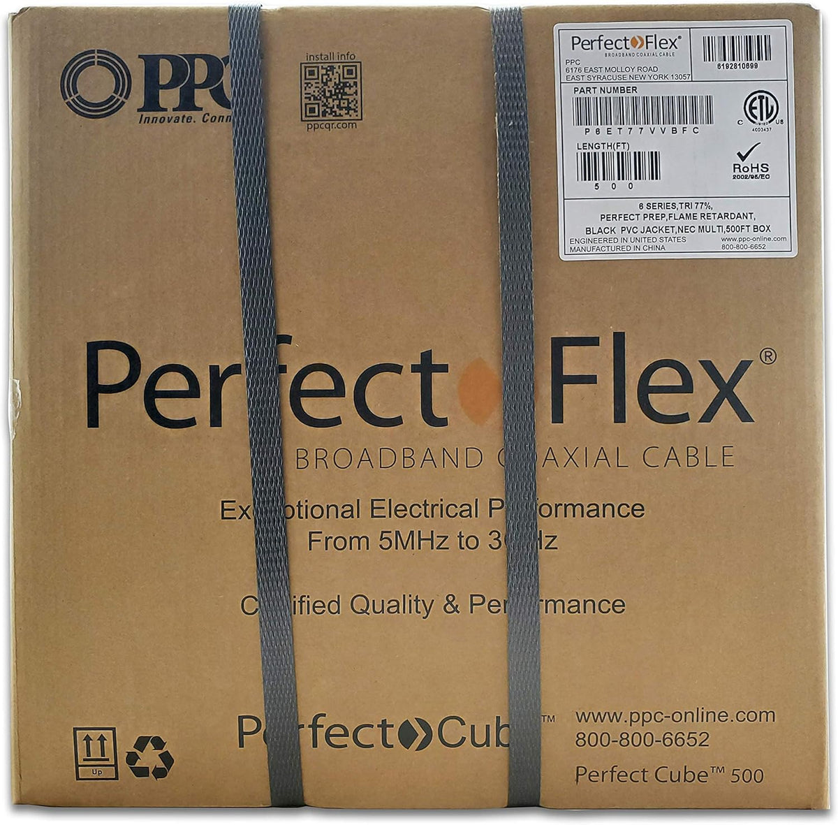 Coaxial Cable 6 Series 500 Ft Rg6 Trishield 77 Braid Black Copper Clad Steel N46798