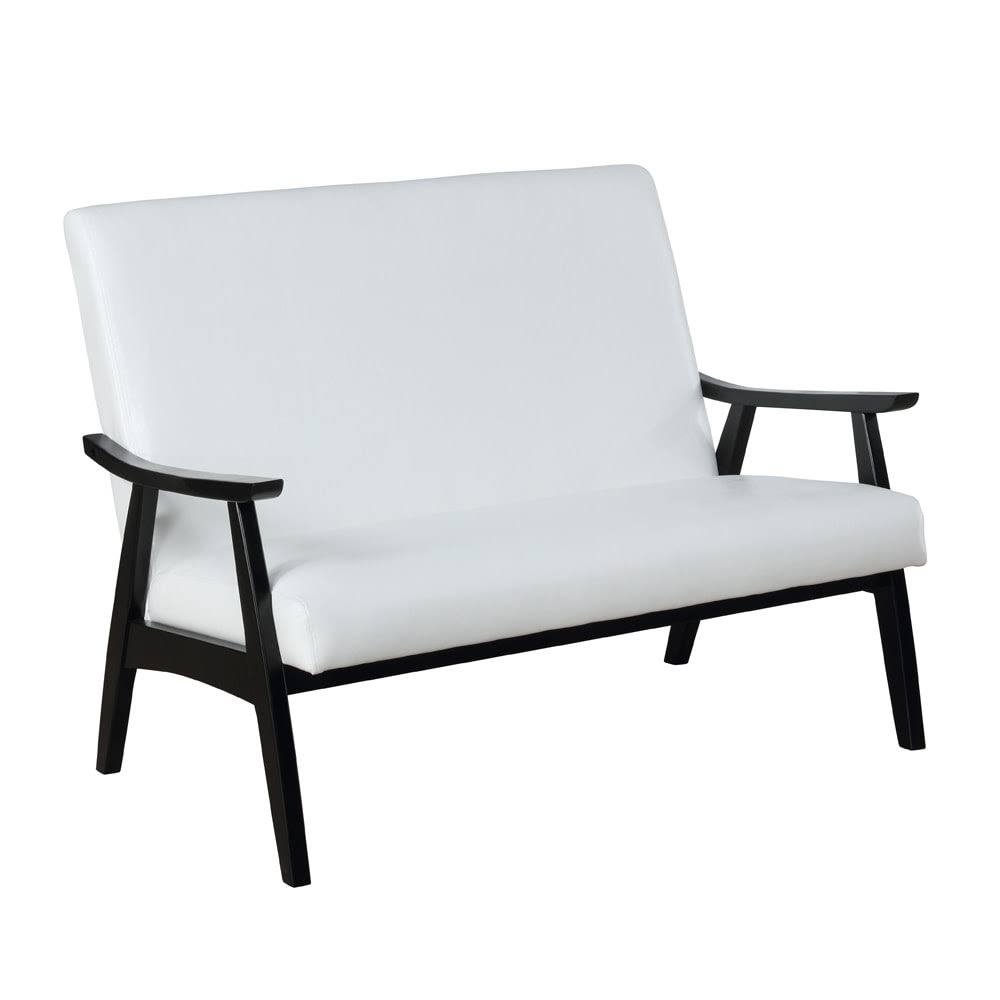 White Faux Leather Loveseat Bench Z7376