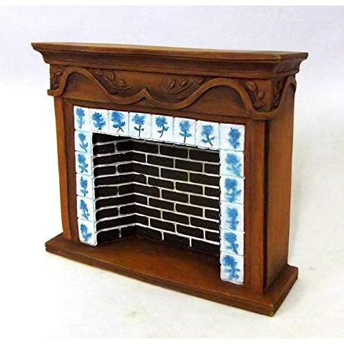 1:12 Scale Resin Walnut Brick Fireplace G9182