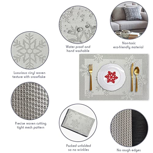 Christmas Placemats Set of 6 Woven Vinyl Non-Slip Washable N5799