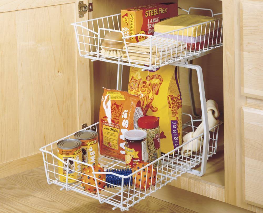 White 2 Tier Kitchen Cabinet Organizer T702