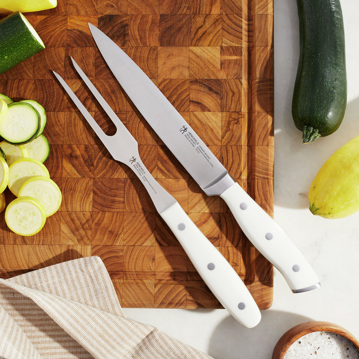 2pc Carving Set with White Handle J937646