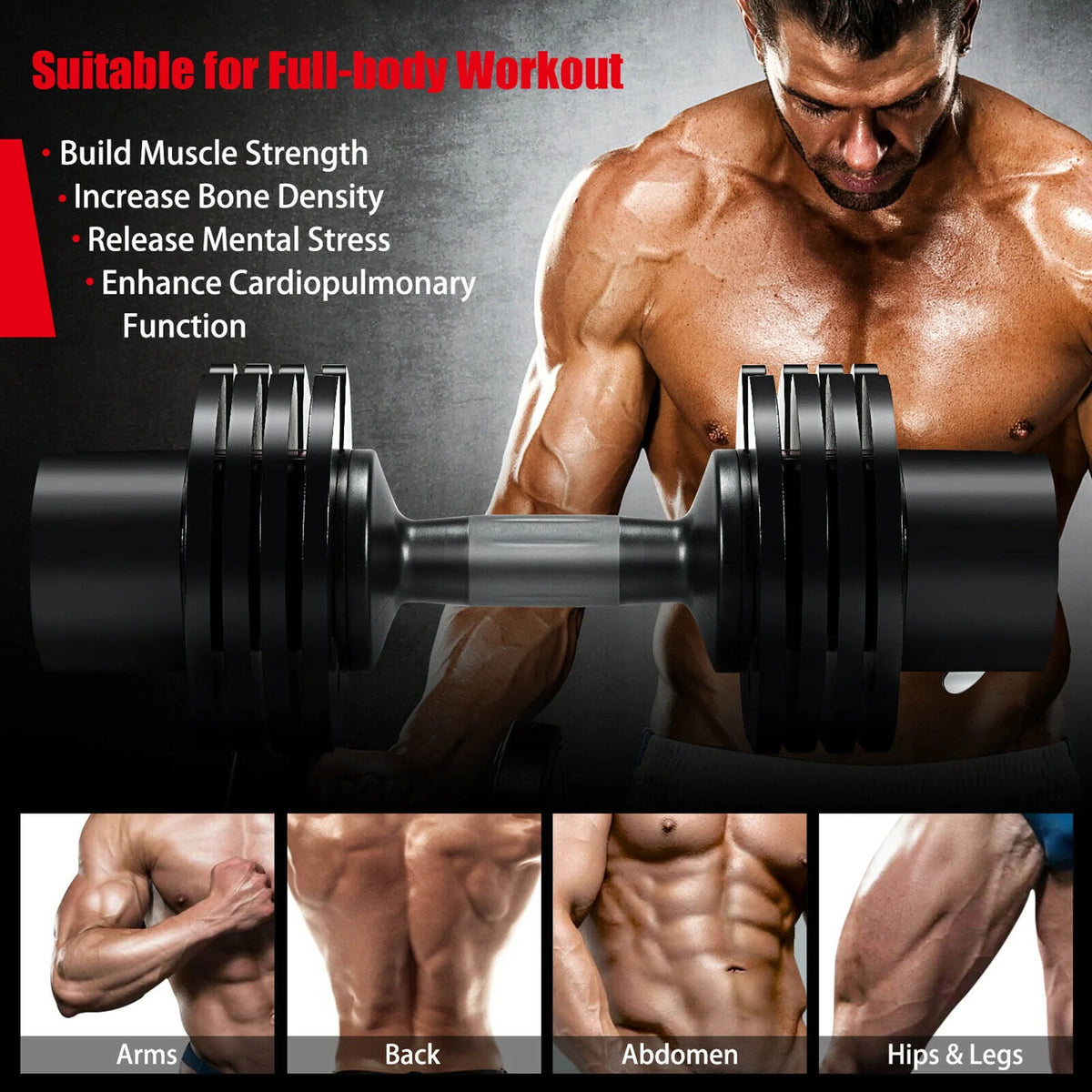 27.5lbs 5-in-1 Adjustable Dumbbell I248776