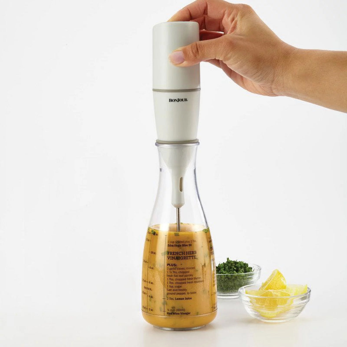 Plastic Salad Dressing Carafe and Handheld Mixer, 12 oz F505402