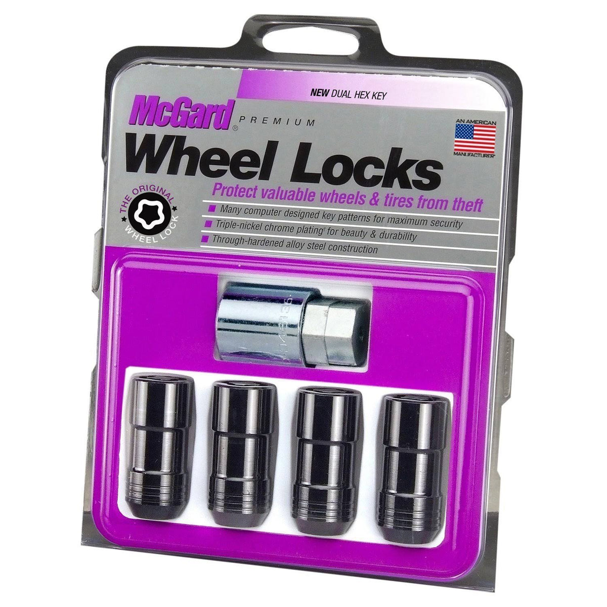 Chrome Black Cone Seat Wheel Lock Set Y964606