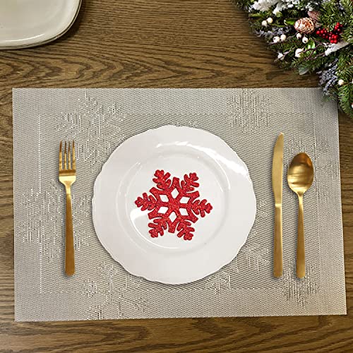 Christmas Placemats Set of 6 Woven Vinyl Non-Slip Washable N5799
