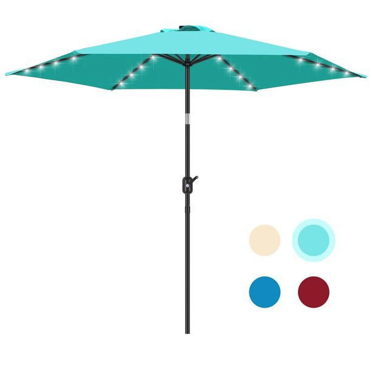 9 Ft Solar LED Light Patio Umbrella with Tilt Crank Lift Z980