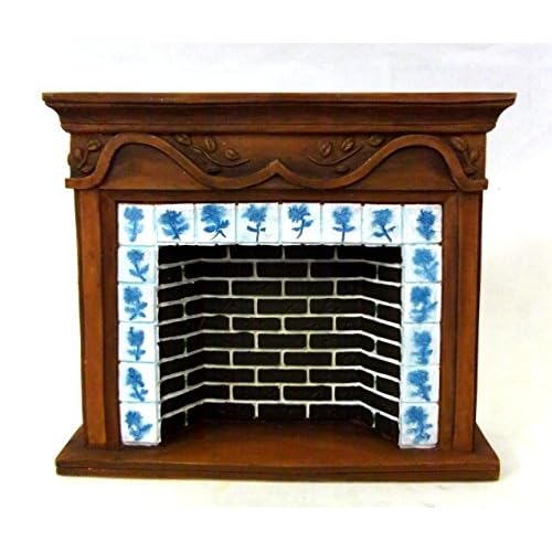 1:12 Scale Resin Walnut Brick Fireplace G9182