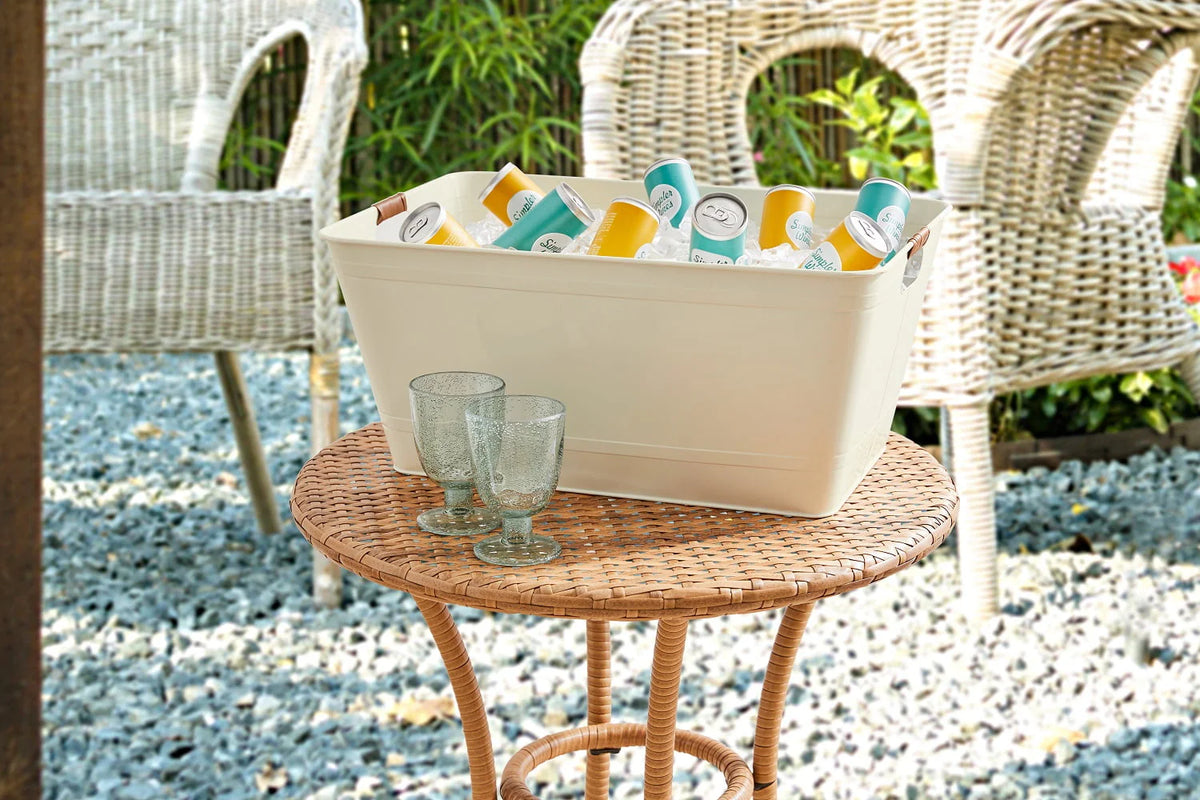 White Large Rectangle Galvanized Beverage Tub S634