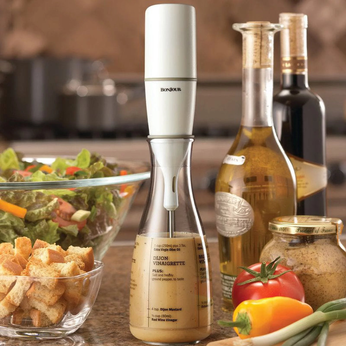 Plastic Salad Dressing Carafe and Handheld Mixer, 12 oz F505402