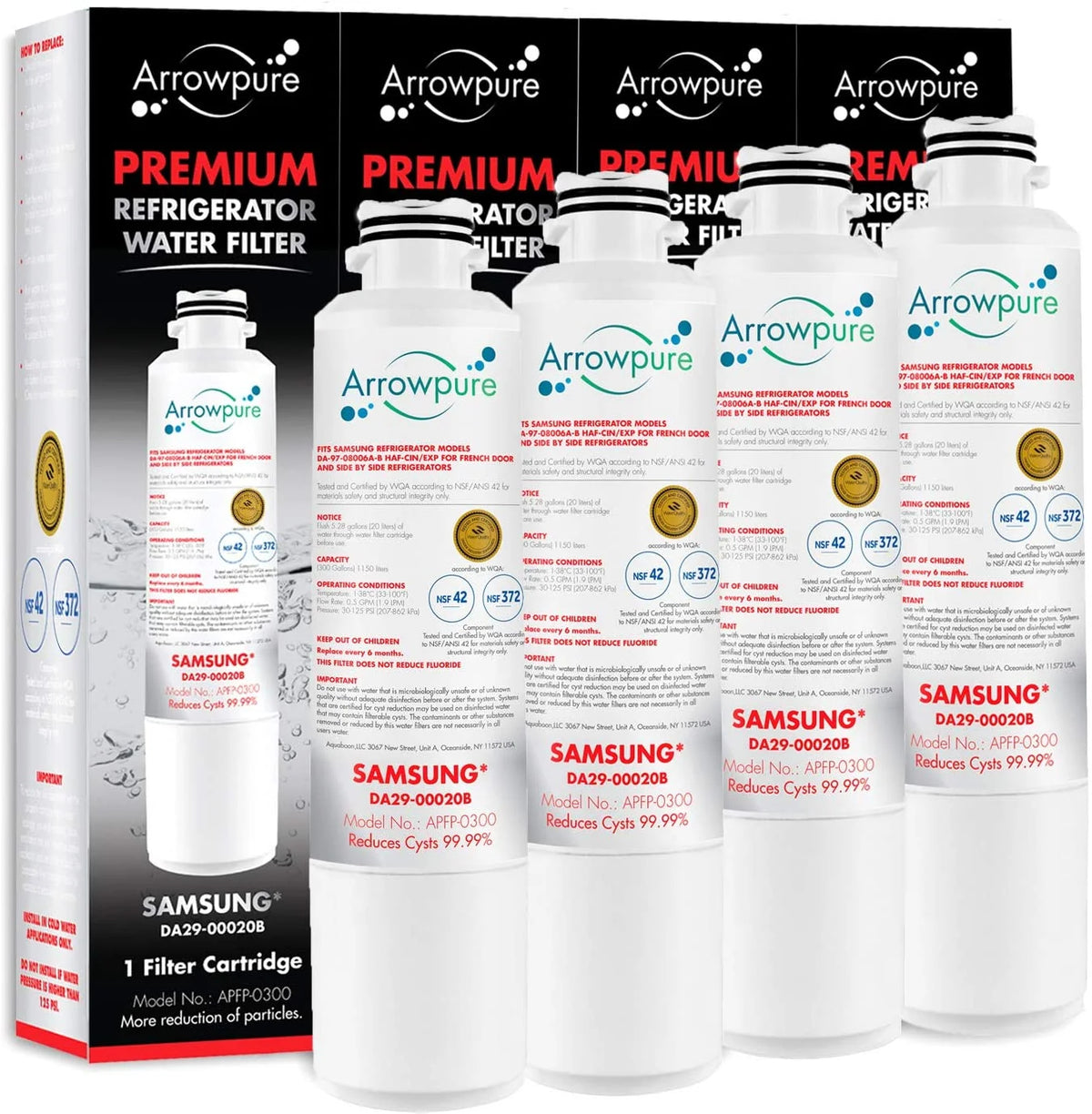 Refrigerator Water Filter Cartridge 4 Pack Z132