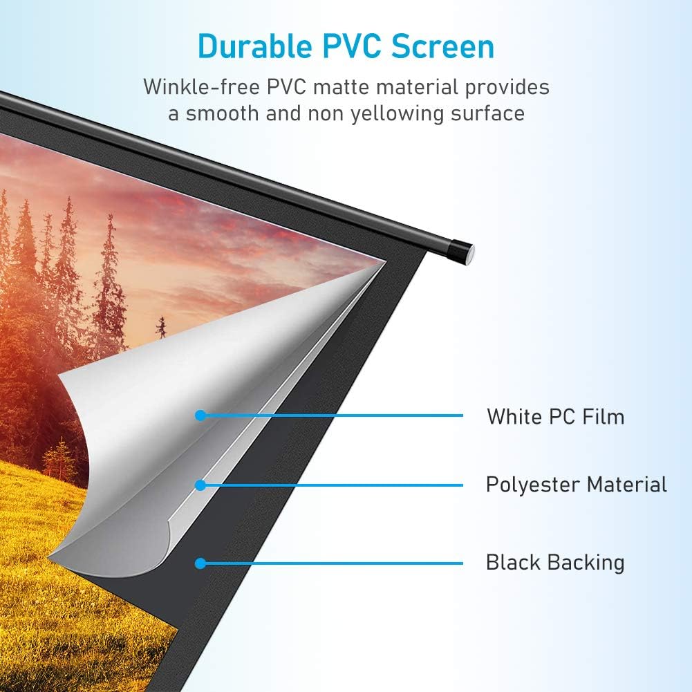 100 inch 16:9 Portable Projector Screen with Stand and Carry Bag T3703