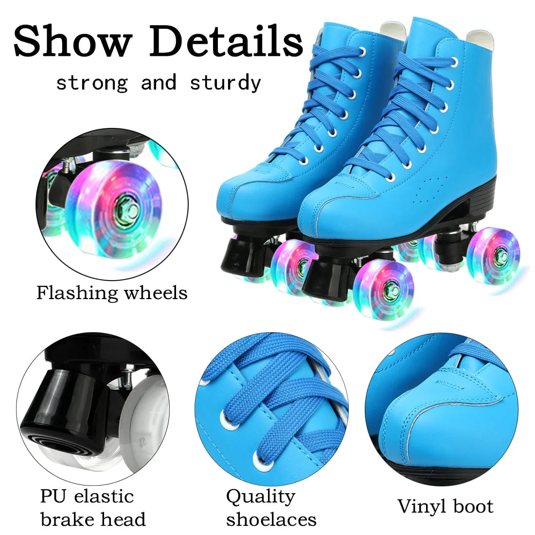 Flashing Wheels Leather Double-Row Roller Skates L6637