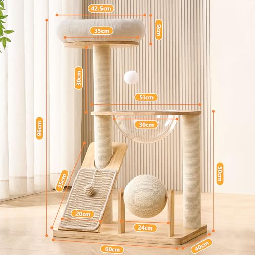 Cat Tree Tower with Scratching Post, Hammock and Top Bed J562505