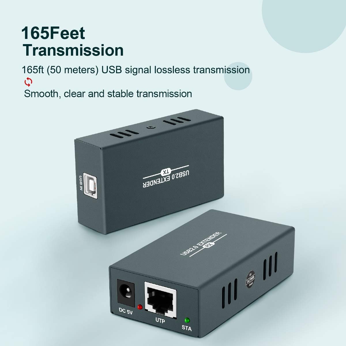 USB Extender Kit with 4 USB 2.0 Hub Over Ethernet Cat5e/6/7 Up to 165ft S489