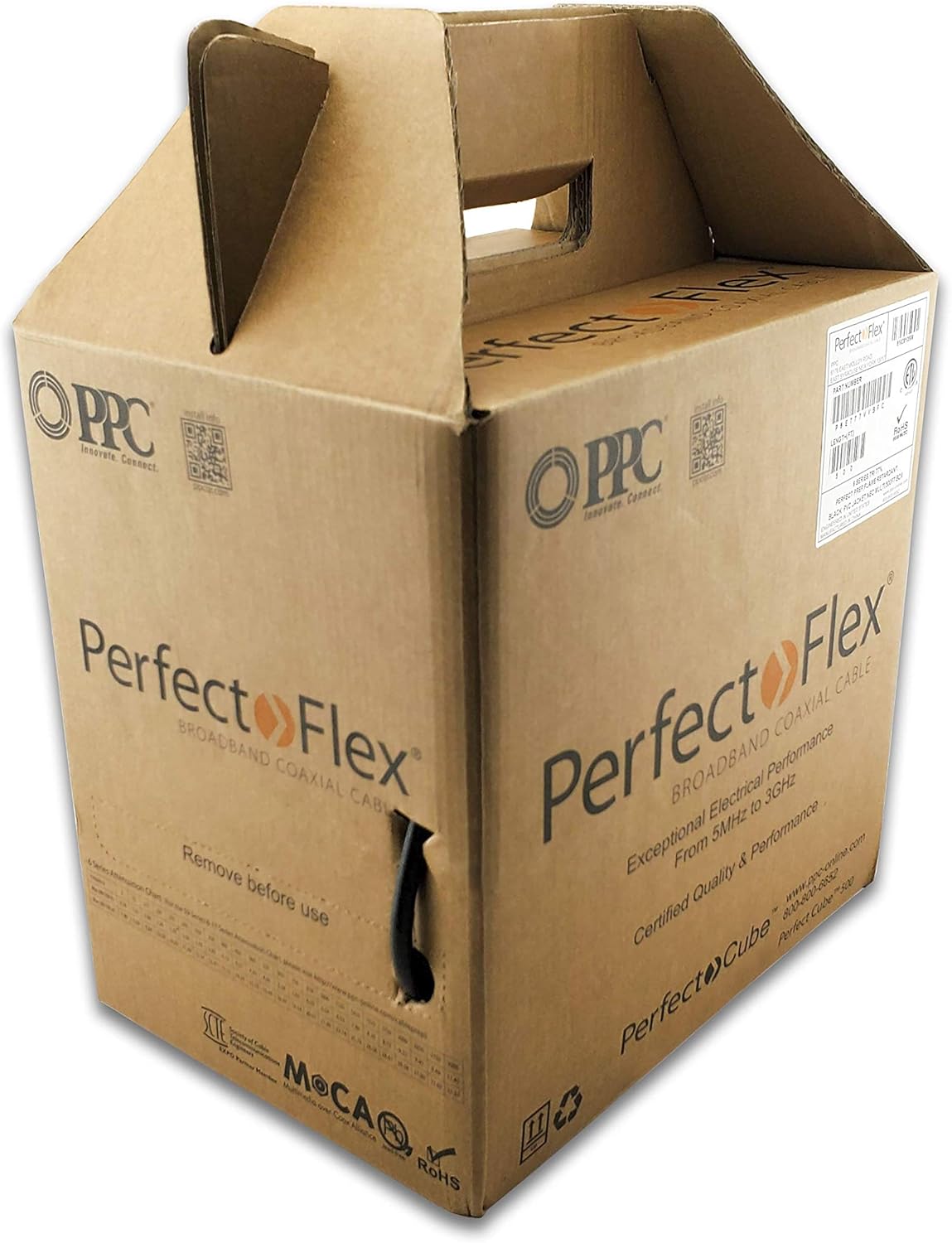 Coaxial Cable 6 Series 500 Ft Rg6 Trishield 77 Braid Black Copper Clad Steel N46798