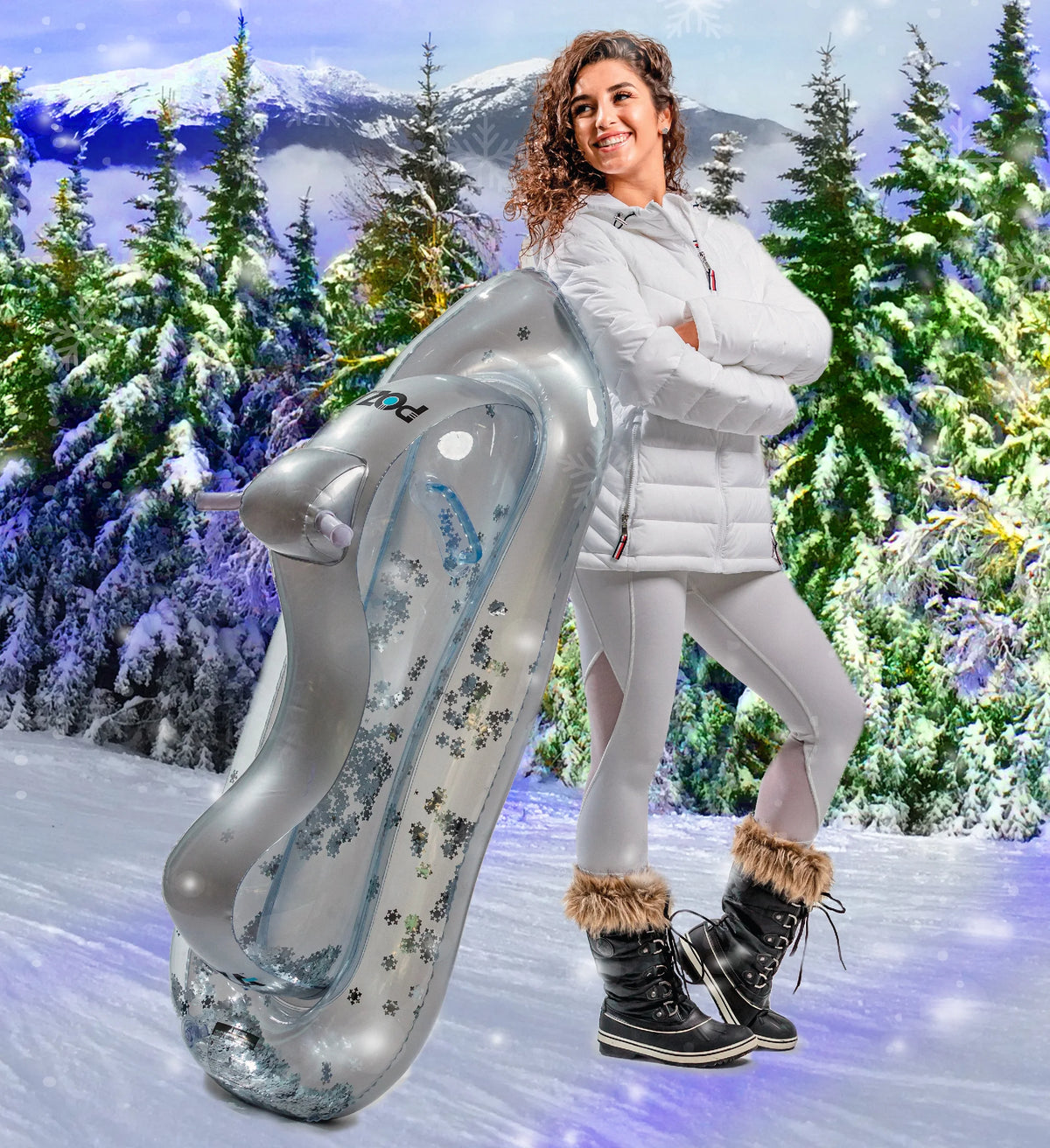Silver Snow Tube Sled with Handles, 3 Piece X834