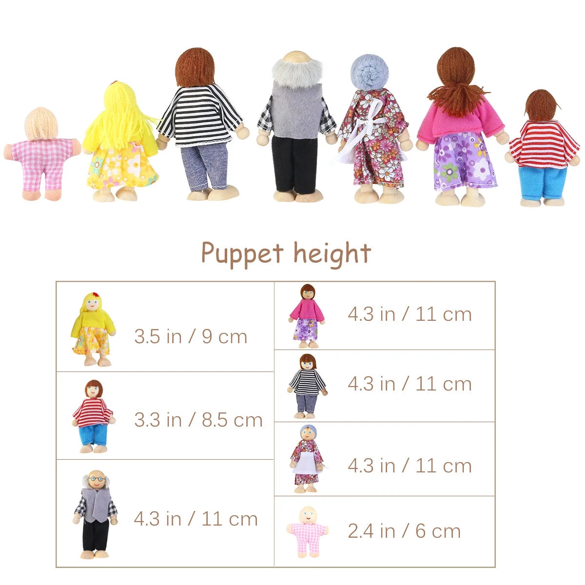 7 Pieces Wooden Dollhouse Family Figures W79122