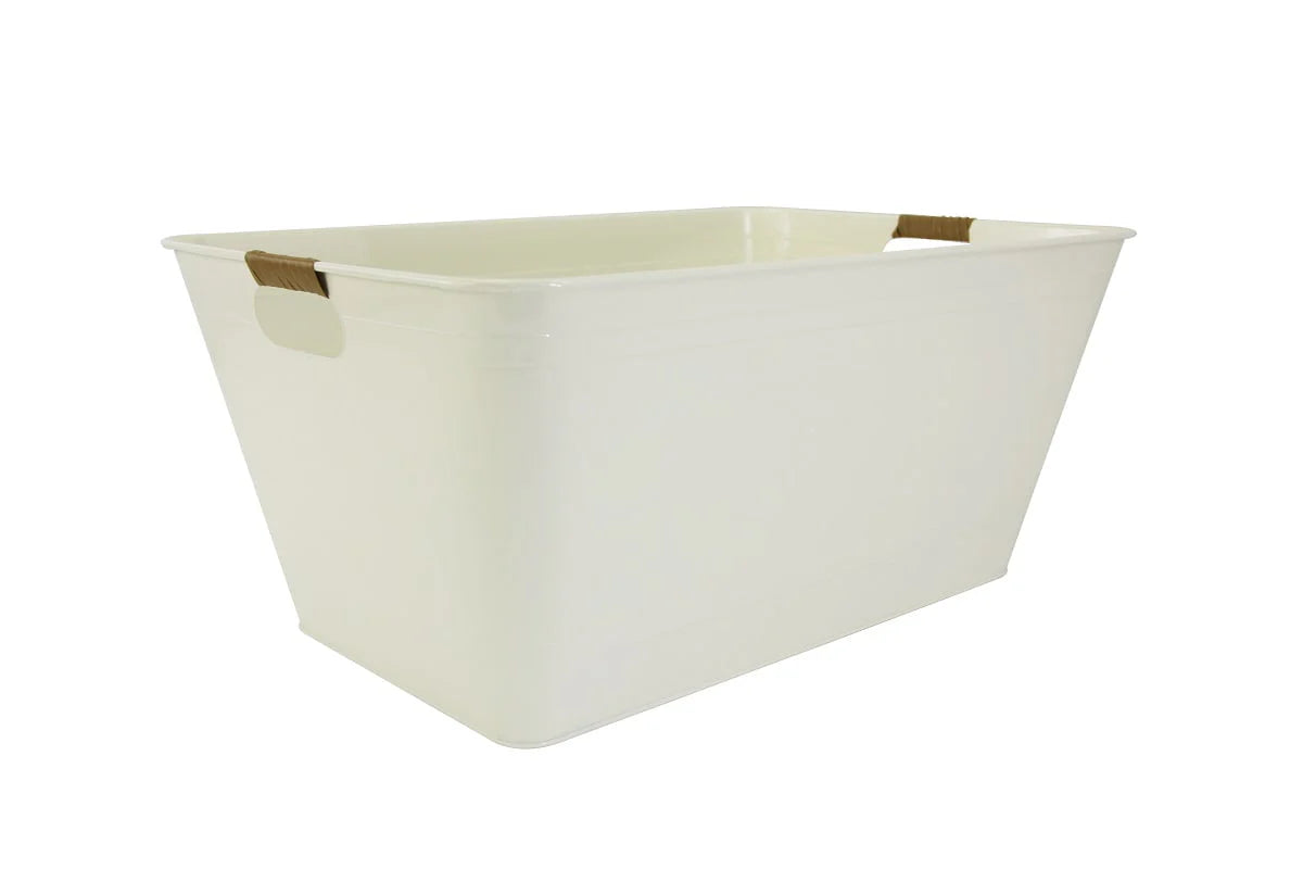 White Large Rectangle Galvanized Beverage Tub S634