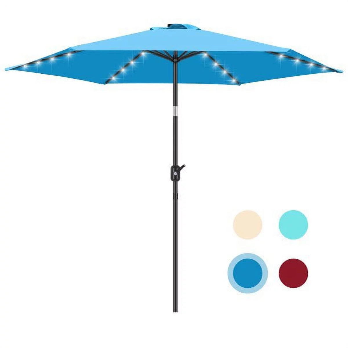 9 Ft Solar LED Light Patio Umbrella with Tilt Crank Lift Z980