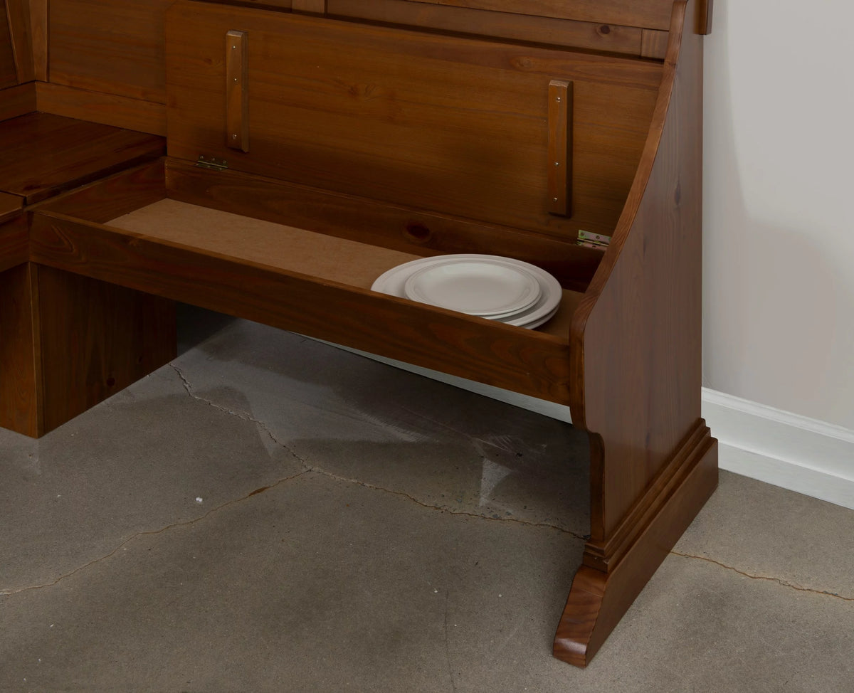 Natural Pine Wood Corner Dining Table with Storage T117585