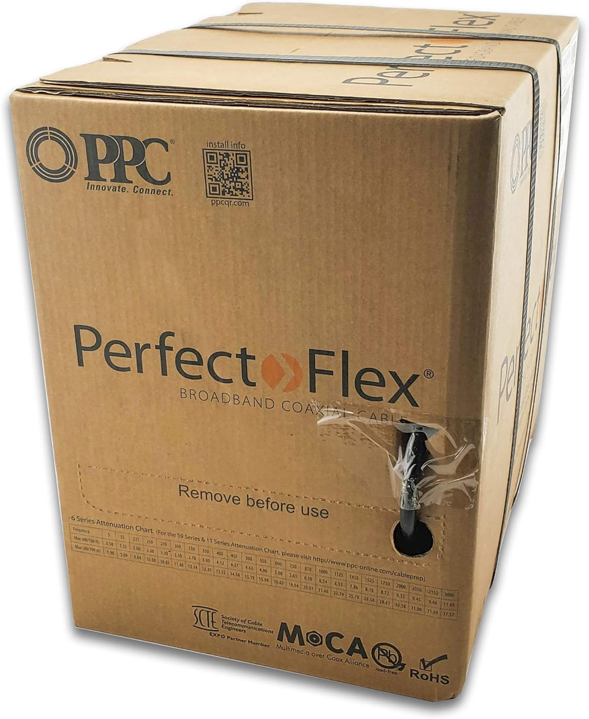 Coaxial Cable 6 Series 500 Ft Rg6 Trishield 77 Braid Black Copper Clad Steel N46798