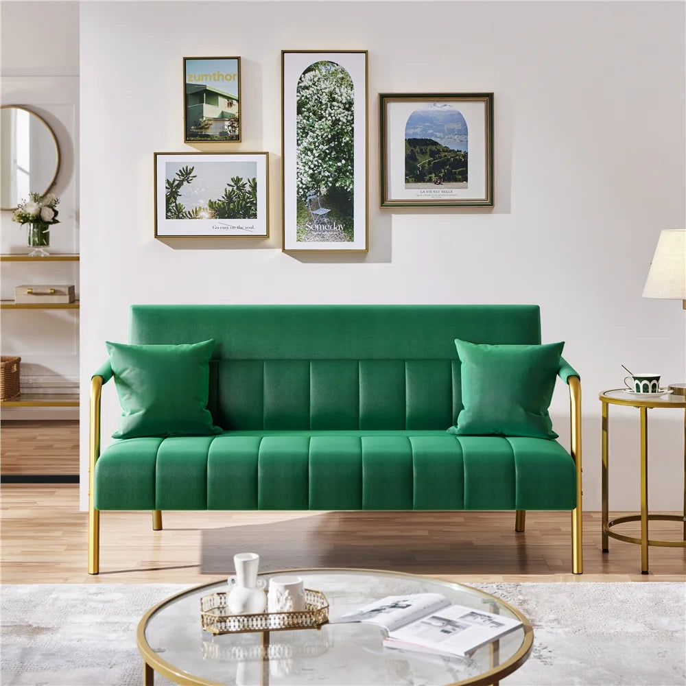 Light Gray Upholstered Sofa Couch with 2 Pillows M23063