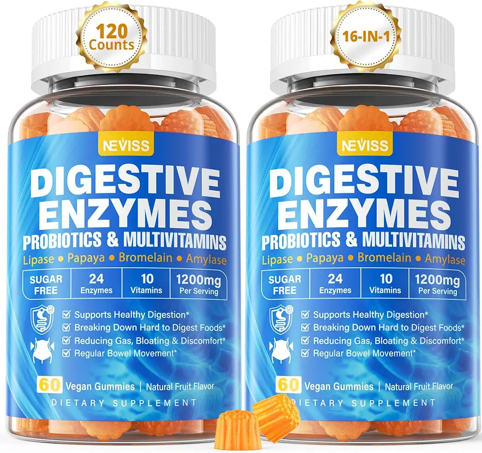 Digestive Enzymes with Probiotic Gummies, Multivitamins, Calcium, Magnesium, 2Packs W7713