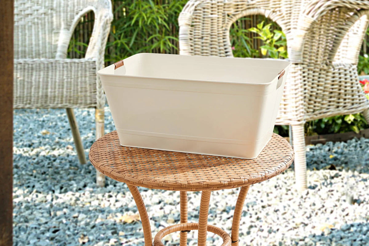 White Large Rectangle Galvanized Beverage Tub S634