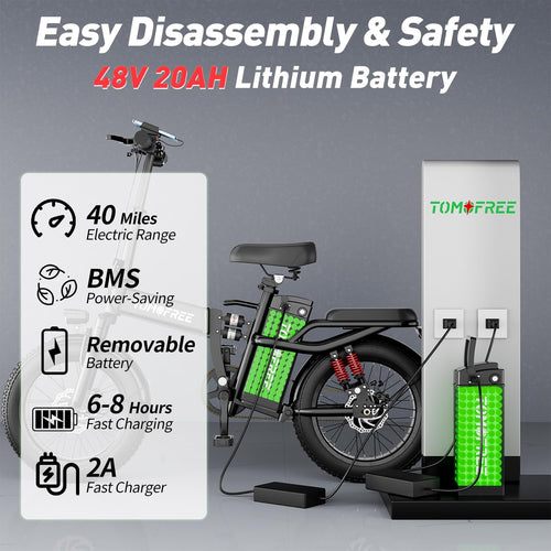 1200W 48V 20AH Removable Battery 16" Tire Folding Electric Bike O83190