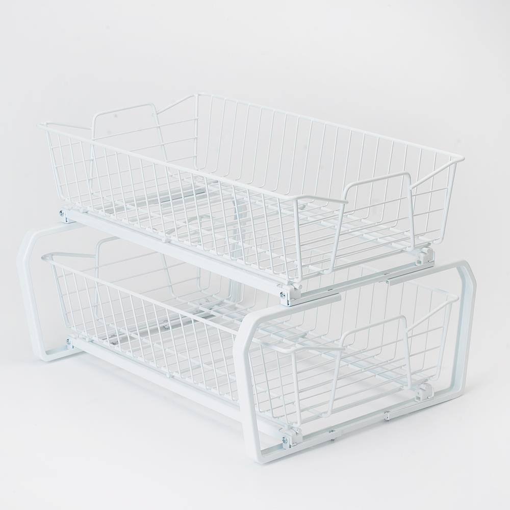 White 2 Tier Kitchen Cabinet Organizer T702
