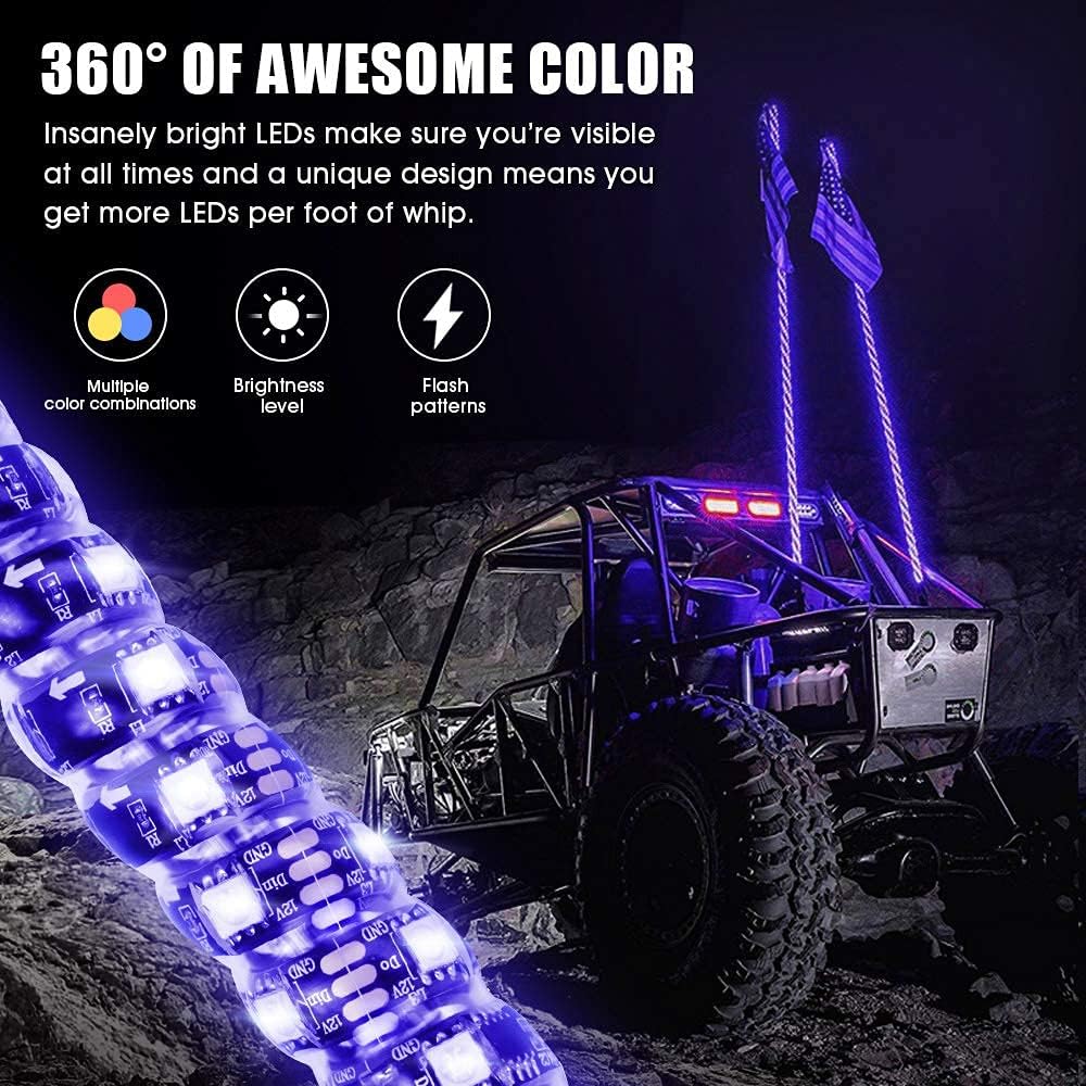 360° Spiral LED Whip Light with RF Wireless Remote E510