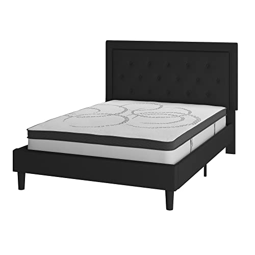 Queen Size Beige Fabric Upholstered Platform Bed with Pocket Spring Mattress F68104
