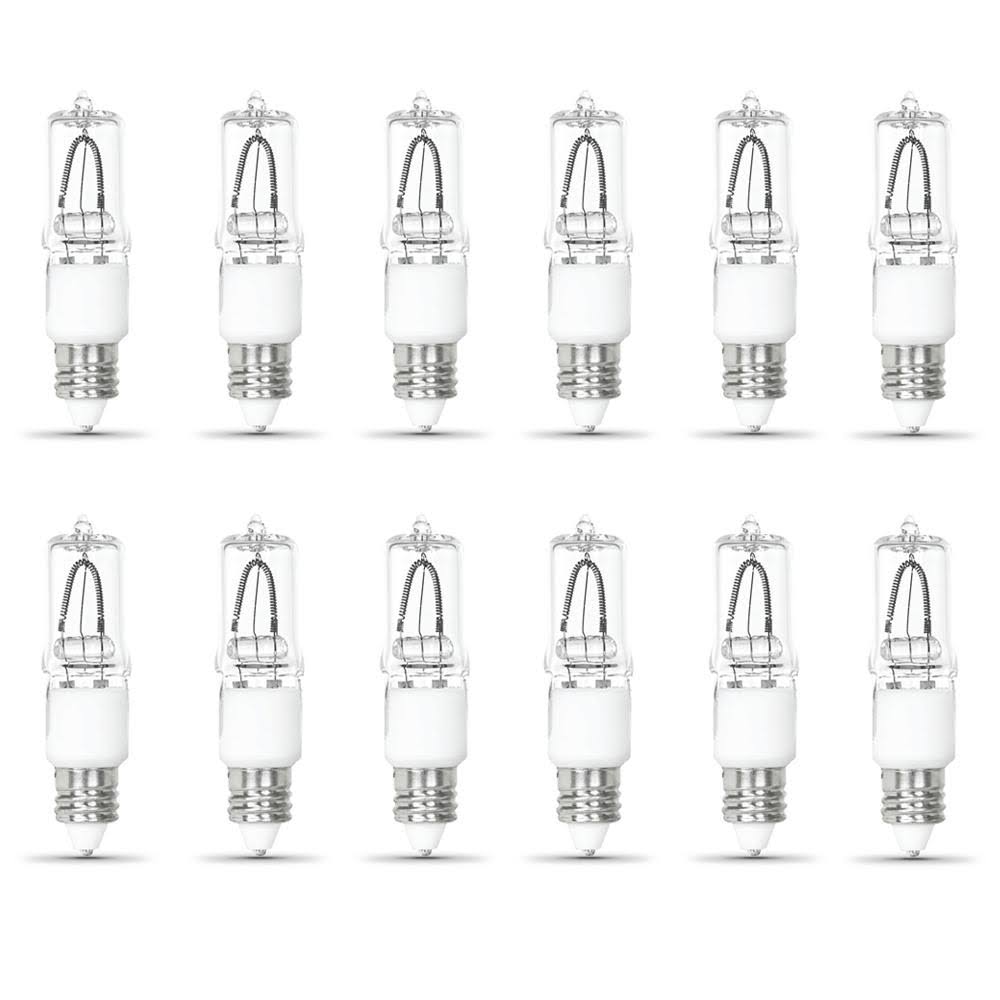 75-Watt Bright White T4 Candelabra E11 Base Dimmable Halogen Light Bulb 12-Pack T4507