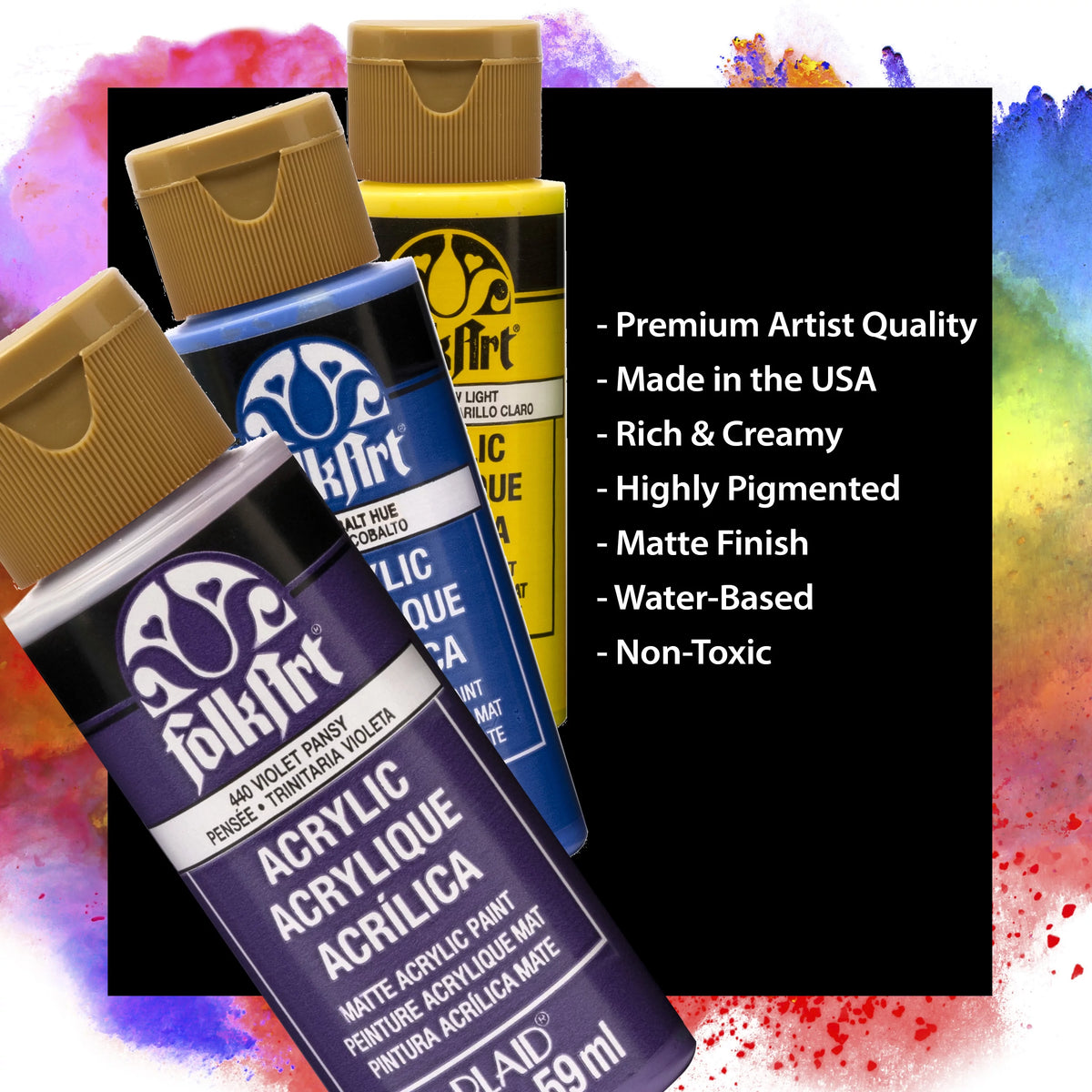 2 oz Multi-color Matte Acrylic Craft Paint (18 Pieces) G583