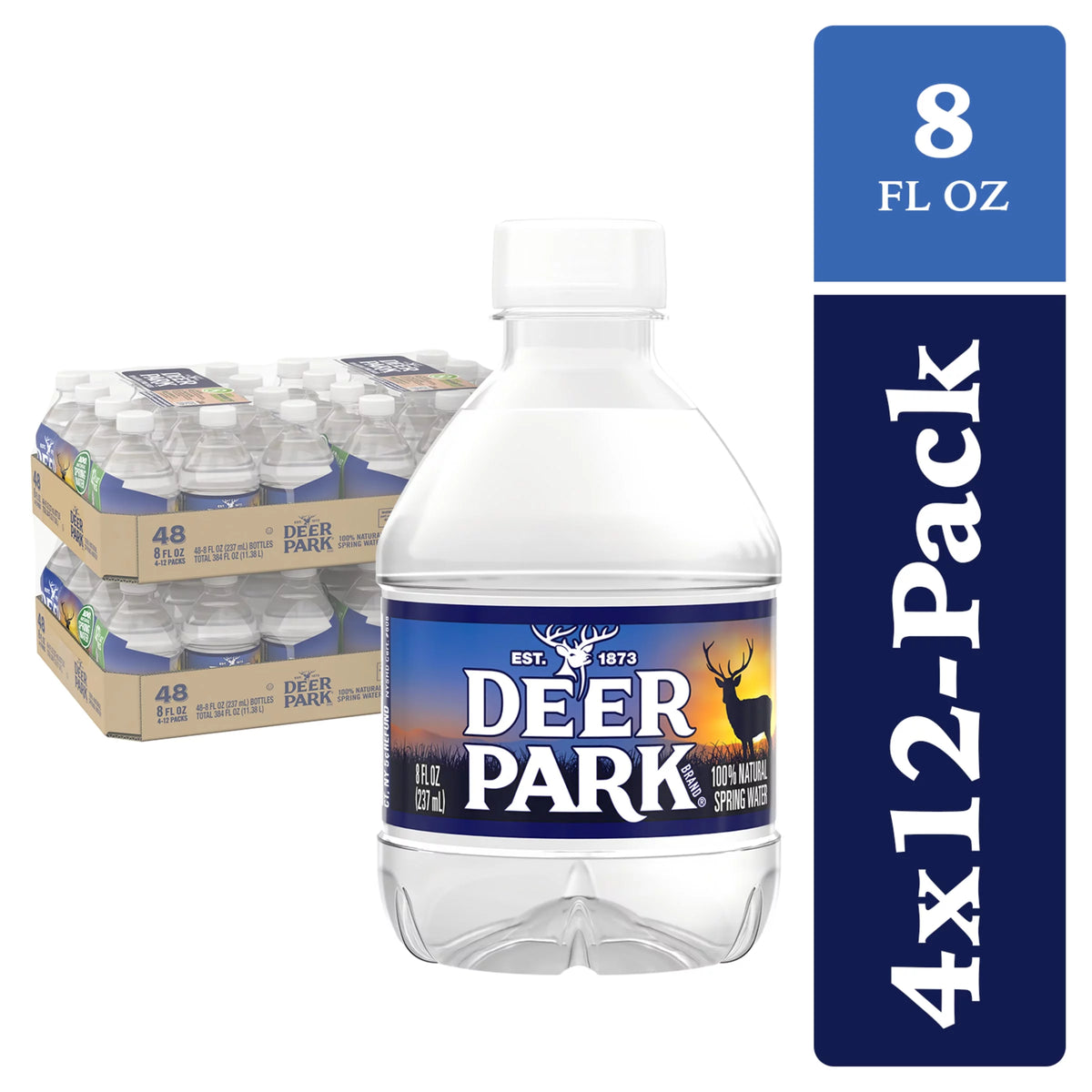 100% Natural Spring Water, 8-ounce Plastic Bottles (Total of 48) W4741
