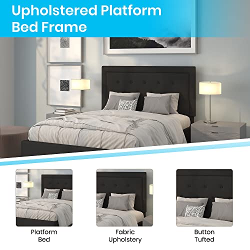 Queen Size Beige Fabric Upholstered Platform Bed with Pocket Spring Mattress F68104
