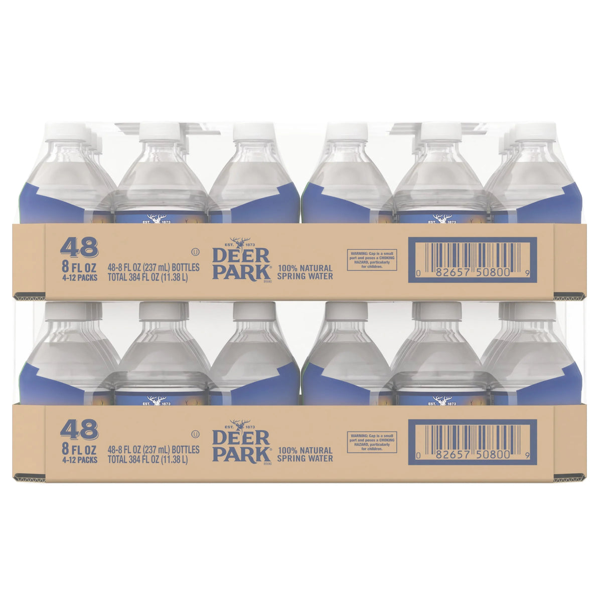 100% Natural Spring Water, 8-ounce Plastic Bottles (Total of 48) W4741