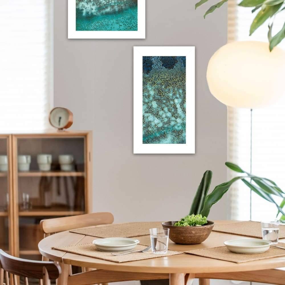Abstract Waves 2 Piece Vignette White Frame N199