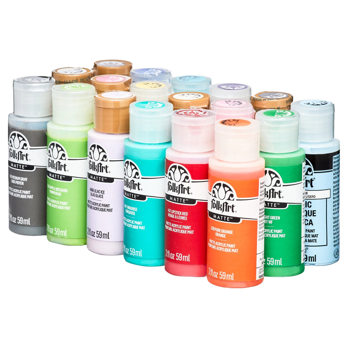 2 oz Multi-color Matte Acrylic Craft Paint (18 Pieces) G583