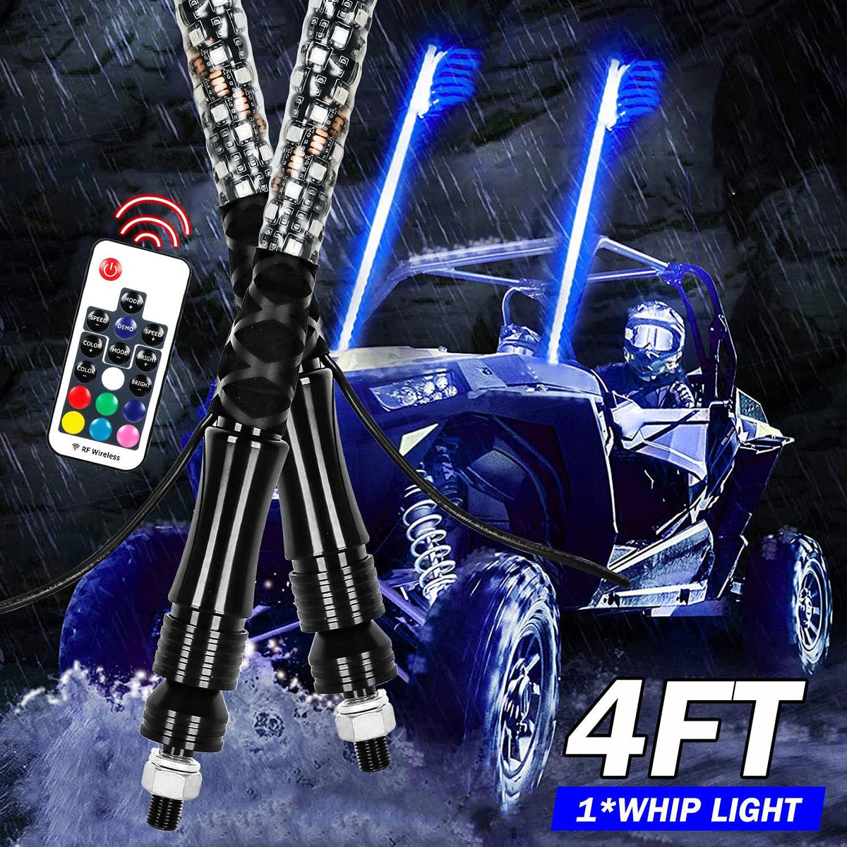 360° Spiral LED Whip Light with RF Wireless Remote E510