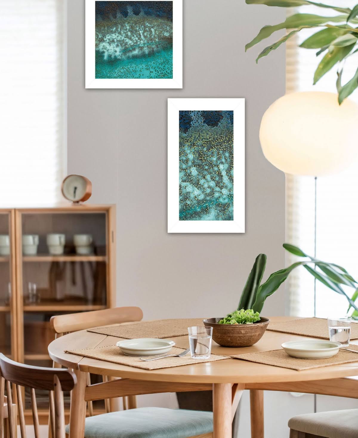 Abstract Waves 2 Piece Vignette White Frame N199