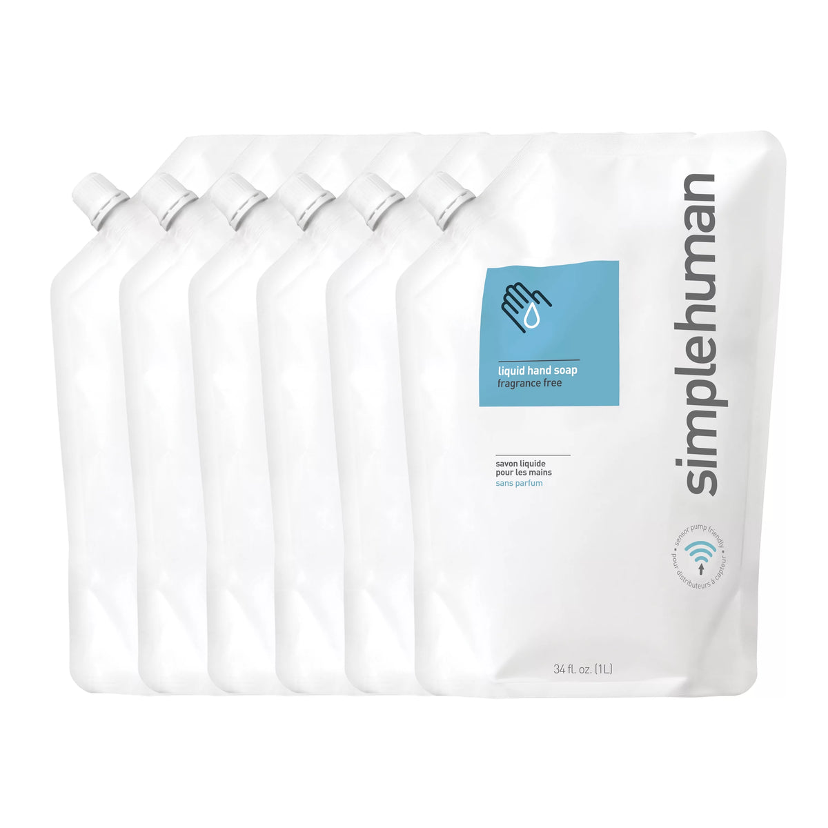 Fragrance Free Moisturizing Liquid Hand Soap Refill Pouch, 34 Fl. Oz. (Pack of 6) Z3230